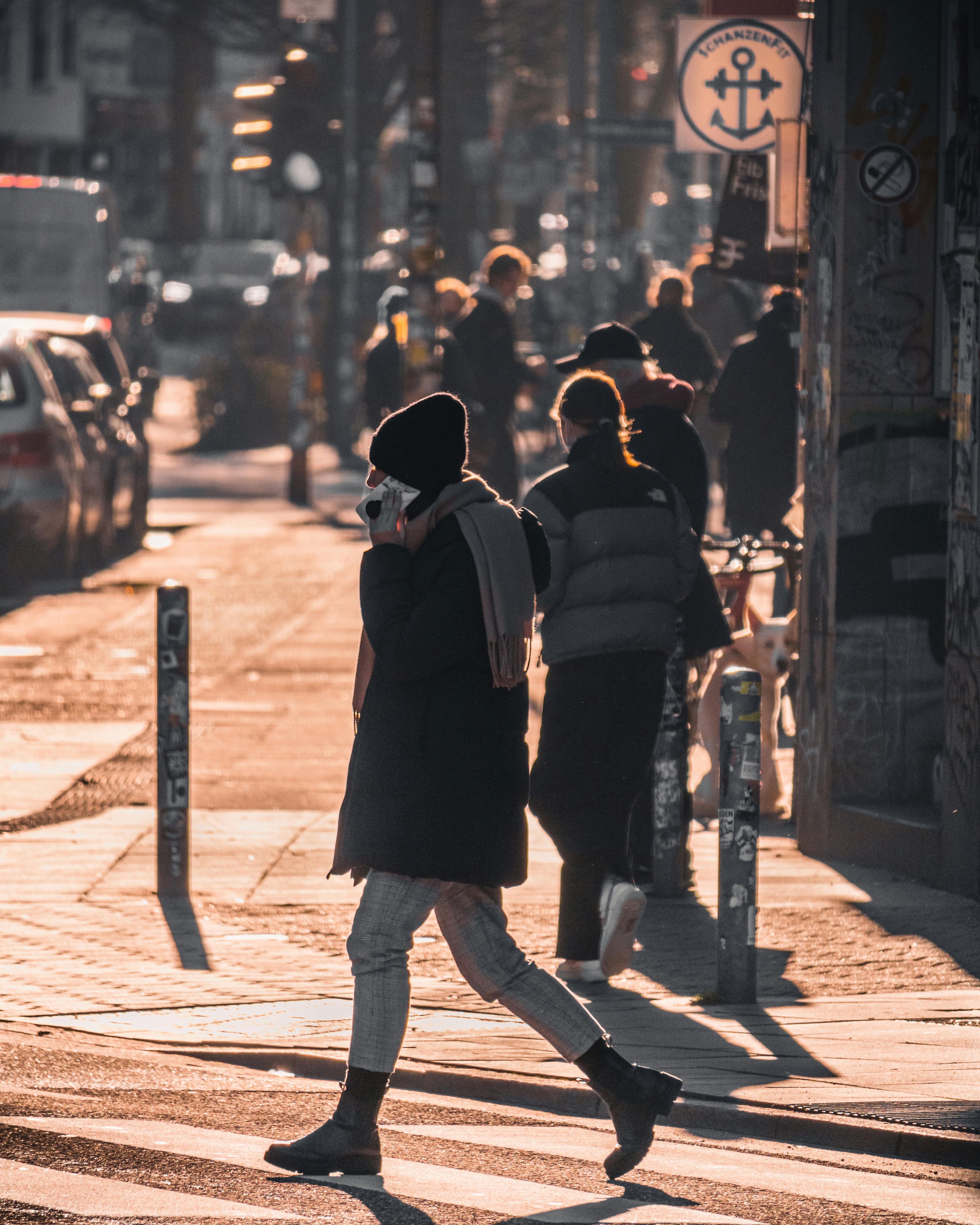 walking down the street 